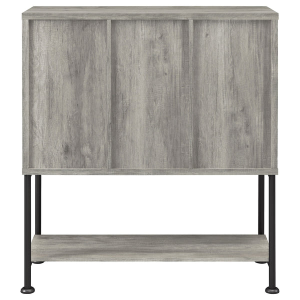 English Elm Hovander Farmhouse Bar Cabinet with Sliding Barn Doors Wine Storage and Gunmetal Legs B062P441038