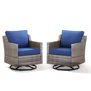 English Elm 73.2" Outdoor Handwoven Rattan 3 Seat Sofa with Olefin Cushions for Porch or Patio Blue T3773P416342
