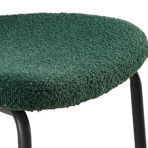 English Elm Dark Green Boucle Dining Chairs Set Of 4 - Mid-Century Modern Style With Curved Backrest & Metal Legs W1164P195043