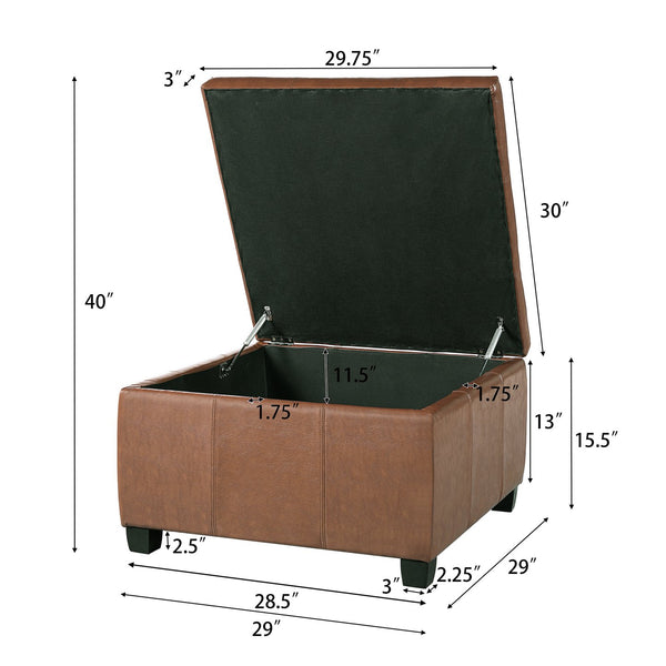 English Elm Richmond Faux Leather Lift Top Storage Ottoman with Mid Century Rosewood Legs N767P360604C