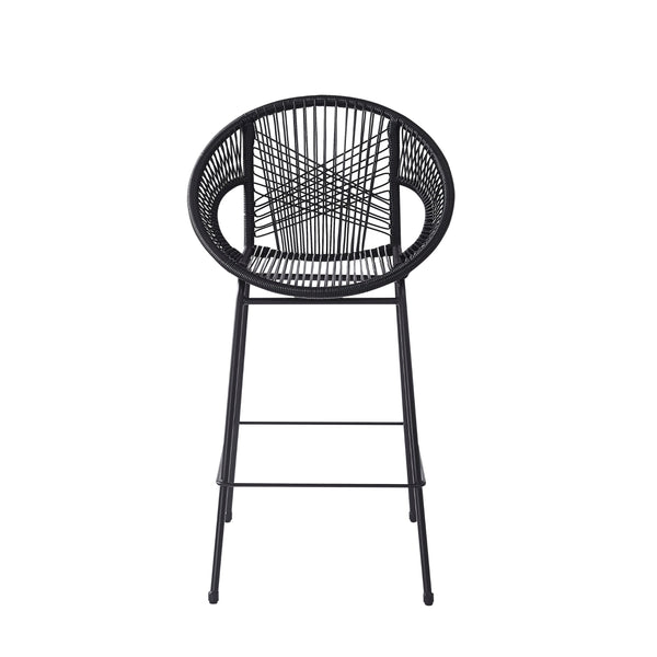 English Elm Christopher Knight Home® - Ferrara Outdoor Faux Wicker Barstool Set of 2 — Ergonomic PE Rattan Seating with Iron Frame, Durable Black N775P266222B