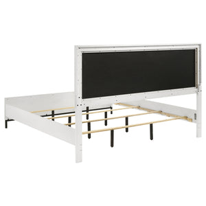 English Elm Black Five Piece California King Bedroom Set with Led Headboard and Metallic Accents B062S01828