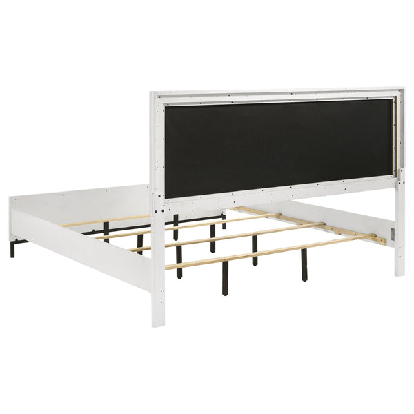 English Elm Black Five Piece California King Bedroom Set with Led Headboard and Metallic Accents B062S01828
