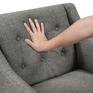 English Elm Contemporary Button-Tufted Accent Chair with Plush Fabric, Curved Arms and Solid Wood Legs for Living Dark Gray 26.5 L x 28.5 W x 22.5 H B011P281835