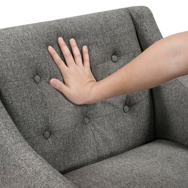 English Elm Contemporary Button-Tufted Accent Chair with Plush Fabric, Curved Arms and Solid Wood Legs for Living Dark Gray 26.5 L x 28.5 W x 22.5 H B011P281835