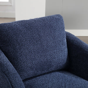 English Elm 30.3"w Boucle Barrel Swivel Chair 360 Rotation Lounge Seating for Living Room Navy W3188P400934