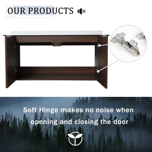English Elm 84 Inch Wall Mounted Vanity with Dual Resin Sinks, Soft Close Doors, Metal Handles, Ample Storage Space California Walnut W999S00191