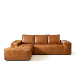 English Elm Boneless Cloud Sectional Sofa Faux Leather L Shaped Deep Seat Modular Living Room W3955S00010