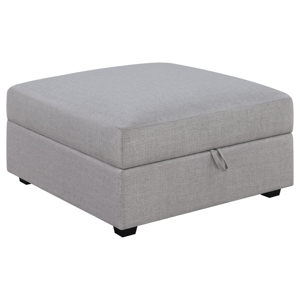 English Elm Austin Square Upholstered Storage Ottoman in Modern Grey Fabric — Plush Seat, Hidden Storage, Durable Build B062P331083
