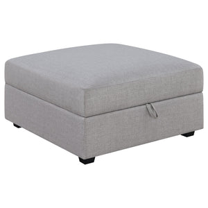 English Elm Austin Square Upholstered Storage Ottoman in Modern Grey Fabric — Plush Seat, Hidden Storage, Durable Build B062P331083