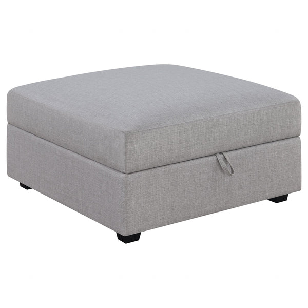 English Elm Austin Square Upholstered Storage Ottoman in Modern Grey Fabric — Plush Seat, Hidden Storage, Durable Build B062P331083