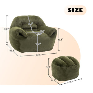 English Elm Bean Bag Chair - Luxurious Faux Fur Sofa With Back Support & Footstool For Ultimate Comfort & Style W2200P326906