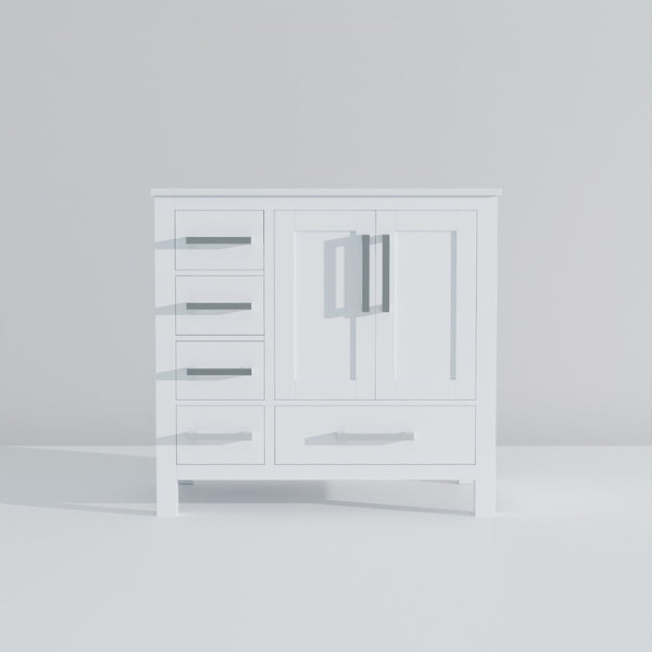 English Elm White Bath Vanity 36" W X 22" D With Elegant White Quartz Top, Soft-Close Drawers & Ample Storage B2731P258815-GIGA