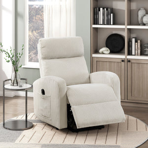 English Elm Contemporary Power Lift Chair Recliner with Plush Corduroy, Foam-Over-Coil Support & Side Pocket Beige 31 L x 29 W x 24 H B011P395829