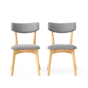 English Elm Caleb Mid Century Upholstered Dining Chairs Rubberwood Tapered Legs Set of 2 Dark Gray,Natural N768P379763O