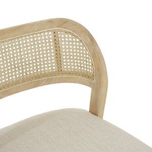 English Elm Hand-woven Rattan Back Dining Chairs Rubberwood Frame Upholstered Armchair Set of 2 Beige+Natural N768P381887N