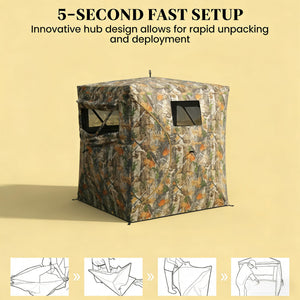 English Elm All-weather Pop up Hunting Blind with 270 Degree See Through Mesh Maple Camo T3971P486715