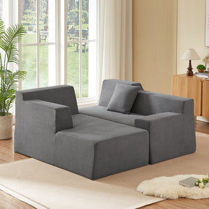 English Elm Modern Corduroy L-shaped Sectional High Back Sofa for Minimalist Living Rooms W3396P413157