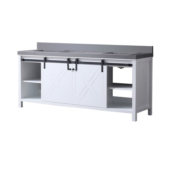 English Elm White Double Bath Vanity With Grey Quartz Countertop - Elegant Design, Ample Storage & Soft-Close Features B2731P260057-GIGA