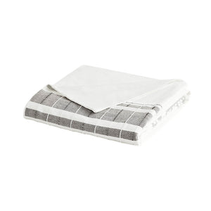 English Elm 5 Piece Cotton Jacquard Duvet Set - Elegant White & Charcoal King/Cal King For Cozy Farmhouse Style B035129124