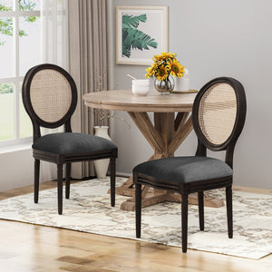 English Elm Christopher Knight Home® - DININGCHAIR Handcrafted Wicker & Fabric Dining Chair Set with Padded Seat, Rubberwood Frame Elegance Charcoal 65164.00CHAR