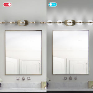 English Elm Bathroom Vanity Light - Elegant 5-Bulb Led Fixture With Crystal Sand Shades In Champagne Gold Finish W2312P374868