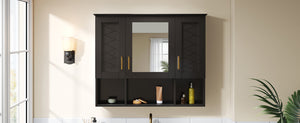 English Elm 35 Inch Wall Mount Medicine Cabinet Soft Close Mirror Storage for Modern Bathroom Black N710P389453B