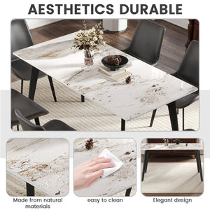 English Elm 62.99" Modern Artificial Stone Dining Table With Black Metal Legs - Stylish, Durable, Seats 6 Comfortably W1535S00514
