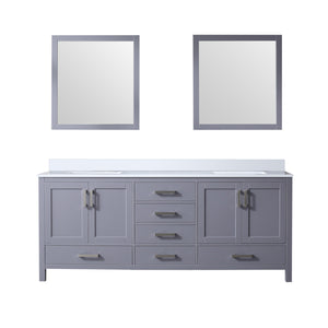 English Elm Dark Grey Double Bath Vanity With White Quartz Top, Ample Storage & 30" Mirrors For Modern Spaces B2731S00841
