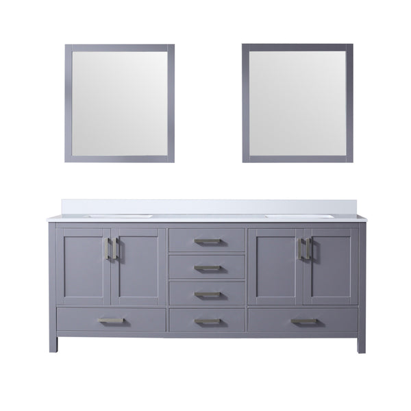 English Elm Dark Grey Double Bath Vanity With White Quartz Top, Ample Storage & 30" Mirrors For Modern Spaces B2731S00841