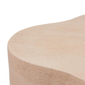 English Elm Cloud-shaped Mgo Coffee Table Travertine Finish Sculptural Indoor Outdoor Lounge N772P379524T
