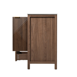 English Elm Christopher Knight Home® - 24 24-Inch Bathroom Vanity with Ceramic Sink, Textured Panels, Soft-Close Drawer & Large Storage Brown N817P339017B