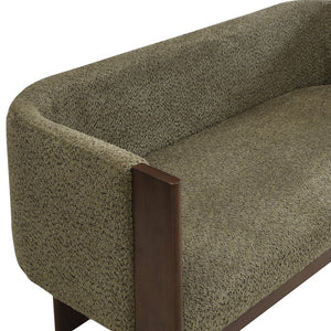 English Elm 48.5" Compact Track Arm Loveseat Rubberwood Frame Polyester Upholstery Studio Sofa Green,Walnut N771P384798L