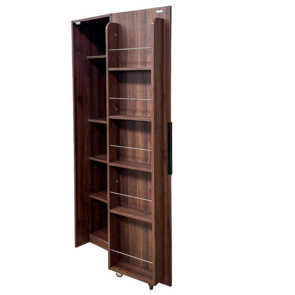 English Elm Kitchen Pantry Cabinet Freestanding Melamine Storage with Shelves for Dining Room Walnut W331P435939