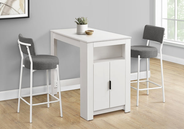 English Elm Dining 48" Counter Height Rectangular Table with Side Storage Cabinet and Open Shelf, Modern Design White 51 L x 27 W x 5 H B2710P286995