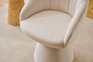 English Elm 068-chenille Swivel Accent Armchair Sculptural Curved Back Upholstered Living Room Seat Beige W527P438692