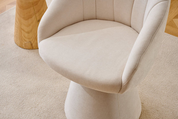 English Elm 068-chenille Swivel Accent Armchair Sculptural Curved Back Upholstered Living Room Seat Beige W527P438692