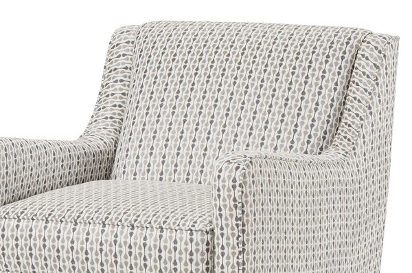 English Elm Soft Vintage Pop Art Upholstered Chair with Sloping Track Arms, Tapered Dark Wood Legs, Welt Trim B2741P376975