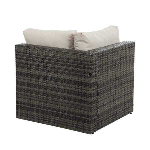 English Elm Patio 6-Piece Pe Wicker Furniture Set With Glass Coffee Table – Stylish Outdoor Seating For Relaxation W1703S00025-GIGA