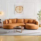 English Elm Modern Sectional Curved Sofa Couch For Living Room,Upholstered 5-Seat Sofa Couch Eco-Leather Couch Set For Apartment Office,Orange