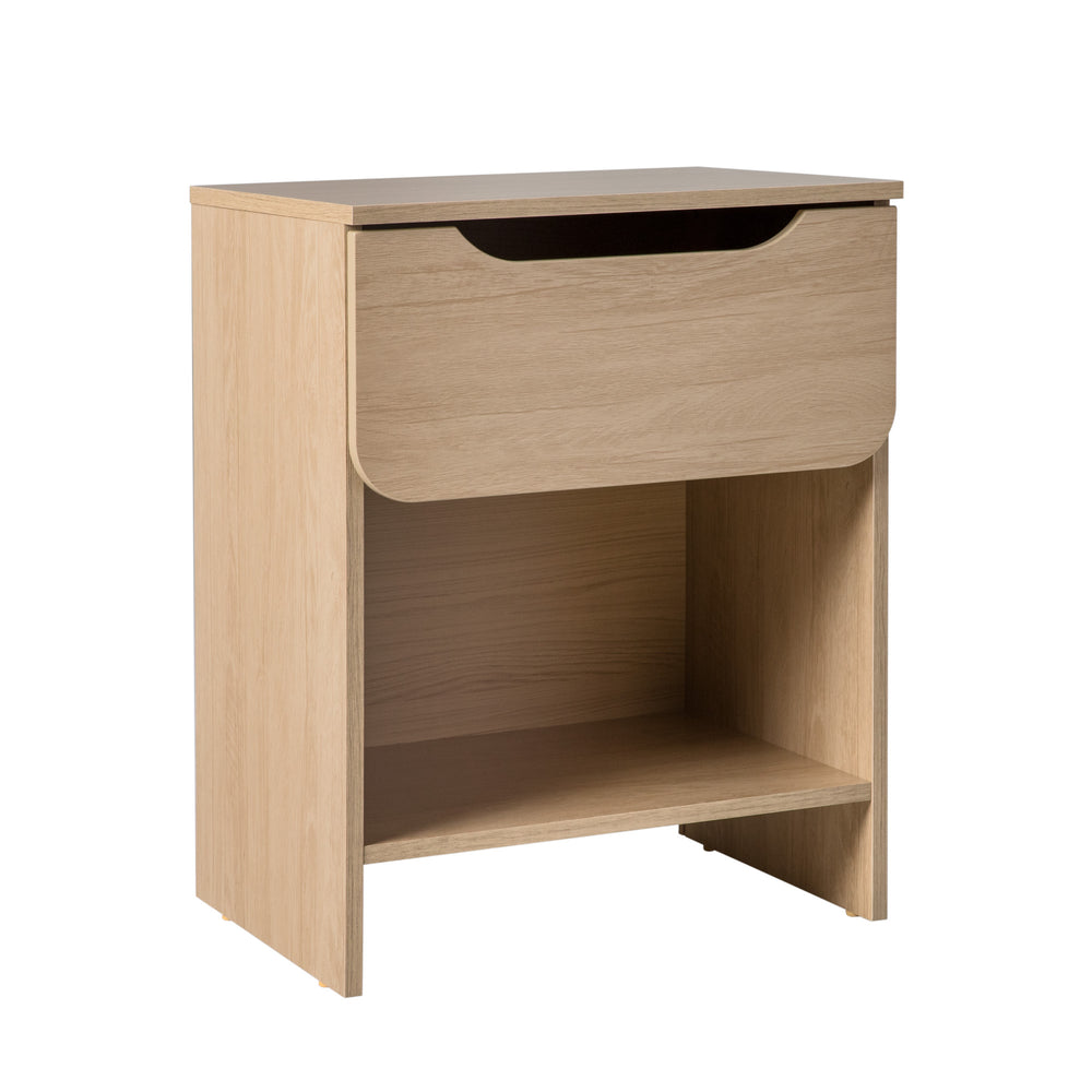 English Elm Walker Edison - Modern Minimalist Sleek 1-Drawer Nightstand with Open Cubby, Warp-Resistant MDF, UV Finish, Compact Design Brown 27.5 L x 18.5 W x 5.5 H B185P168888