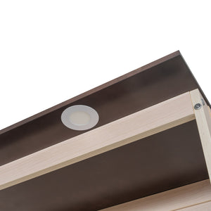 English Elm Queen Murphy Platform Bed with Foldaway Cabinet, Built-In LED, Side Cabinets & Drawers for Small Spaces Beige N7090002230A