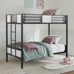 English Elm Twin Arch Slat Bunk Bed with Patented Insert & Lock Joint System — Sturdy Transitional Style, Space-Saving Design Black 79 L x 15 W x 9 H B2741P347307