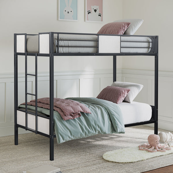 English Elm Twin Arch Slat Bunk Bed with Patented Insert & Lock Joint System — Sturdy Transitional Style, Space-Saving Design Black 79 L x 15 W x 9 H B2741P347307