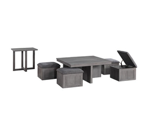 English Elm Montalbano Farmhouse Square Coffee Table with Nesting Stools and Cross Base Side B2749S00281