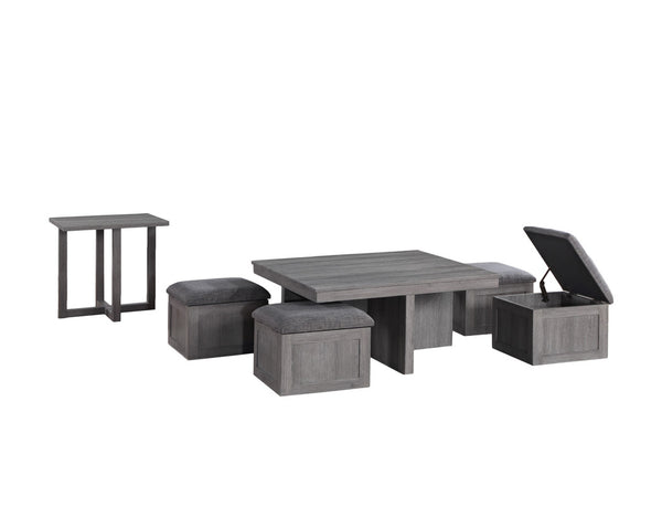 English Elm Montalbano Farmhouse Square Coffee Table with Nesting Stools and Cross Base Side B2749S00281