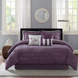 Madison Park Hampton Transitional 7 Piece Jaquard Comforter Set MP10-1026 Plum