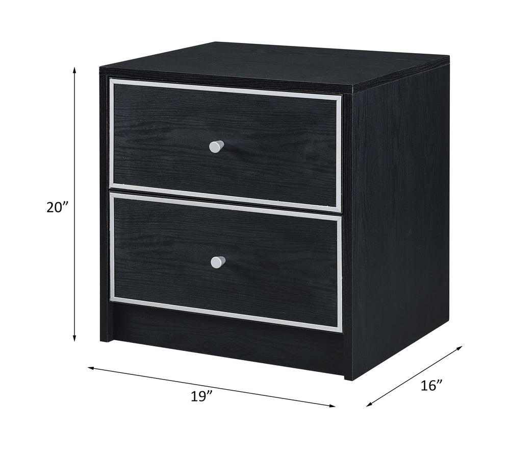 English Elm Jabir Modern Black & Silver Accent Table with Two Drawers, Composite Wood Storage, Sleek Design B2726P243246