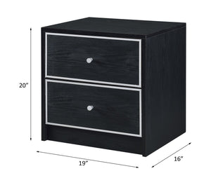 English Elm Jabir Modern Black & Silver Accent Table with Two Drawers, Composite Wood Storage, Sleek Design B2726P243246