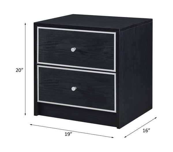 English Elm Jabir Modern Black & Silver Accent Table with Two Drawers, Composite Wood Storage, Sleek Design B2726P243246